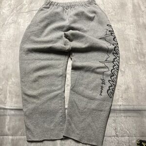 JERZEES ACTIVEWEAR SZ Medium PREMIUM FIT GRAY SWEATPANTS ELASTIC Uncuff Baggy